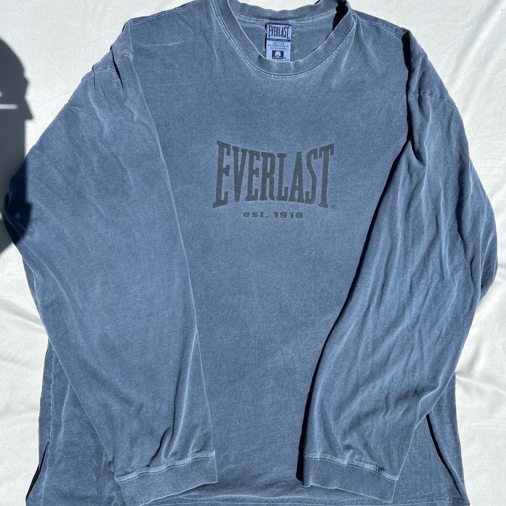 Everlast Blue Long Sleeve Graphic Tee Men’s XXL Distressed Wash